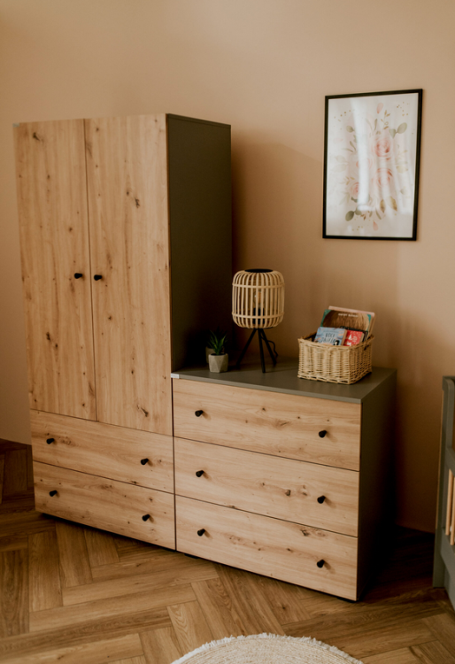 Szafa dziecięca 2-drzwiowa PAULINE grafit-dąb