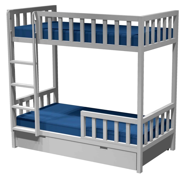 Drewniane Łóżko Piętrowe 2 osobowe Bukowe FUN