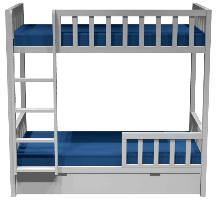 Drewniane Łóżko Piętrowe 2 osobowe Bukowe FUN