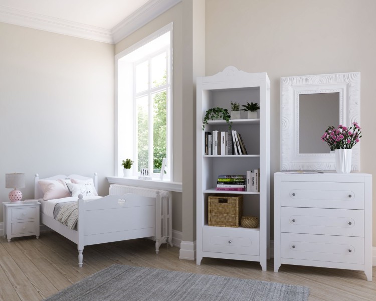 Komplet mebli dziecięcych GLAMOUR: łóżeczko z szufladą, komoda z przewijakiem, szafa