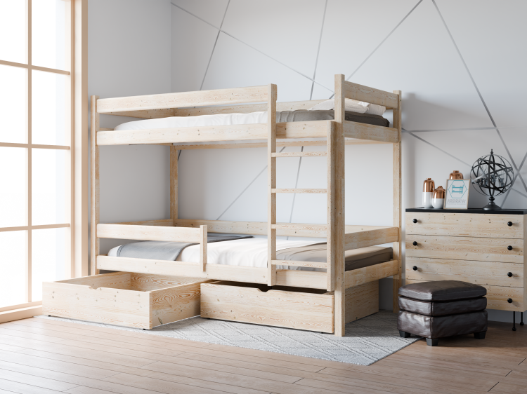 Drewniane Łóżko Piętrowe MOON - różne kolory i rozmiary sosna