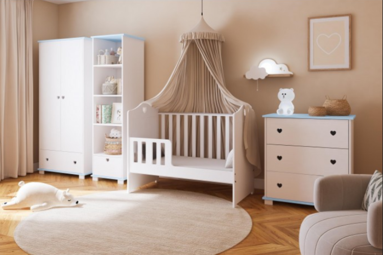 Łóżeczko 2w1 BELLA 120x60 z szufladą i barierką