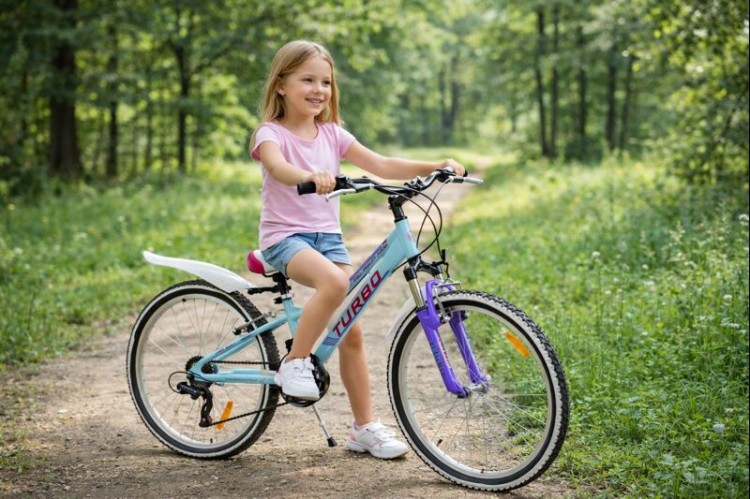 Rower dziecięcy MTB 24" GÓRSKI Junior Aluminium Turkusowo/Różowy/Fiolet