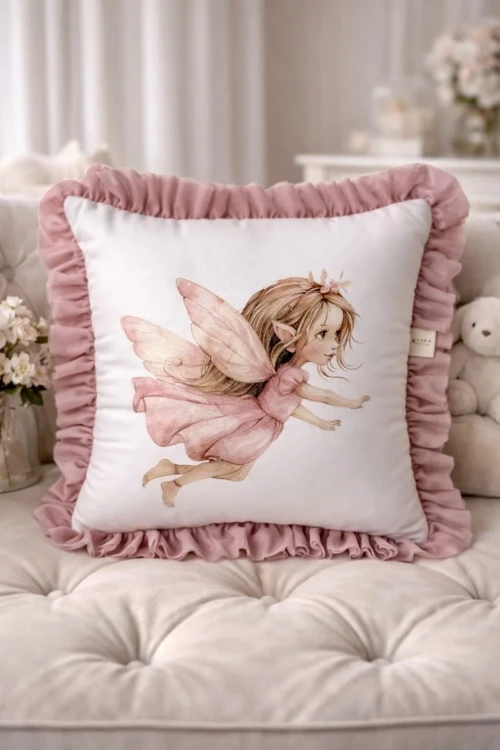 Poduszka Wróżka dla dziewczynki – dekoracyjna z bawełny premium