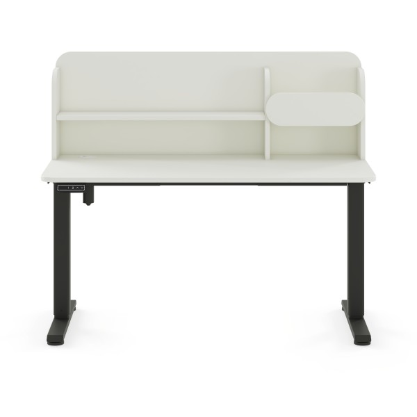 Biurko elektryczne AXIO Prostokąt 1200x650 z nadstawką stelaż czarny/blat biały rozmiar 3-4