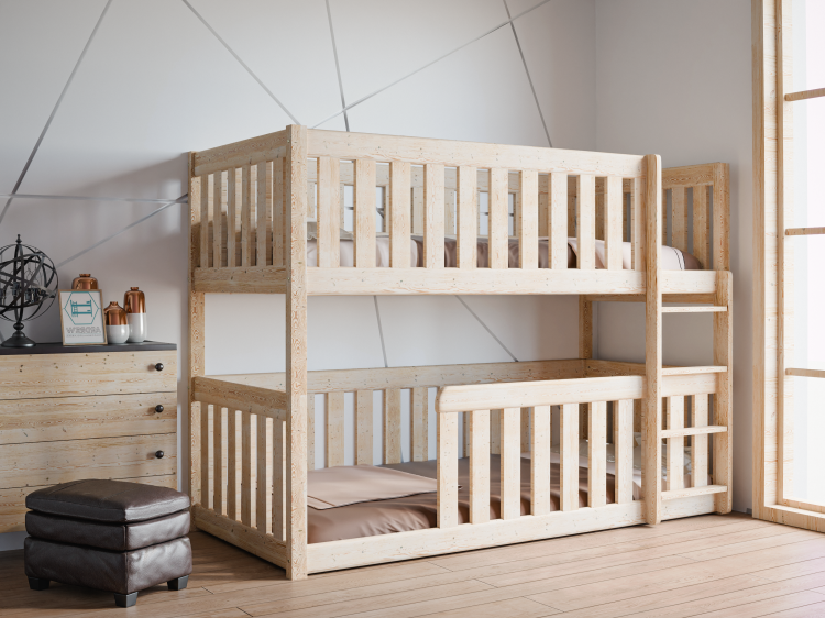 Łóżko piętrowe OLA z barierką i drabinką