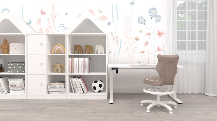 Biurko elektryczne AXIO Prostokąt 1000x600 stelaż biały/blat biały rozmiar 3-4