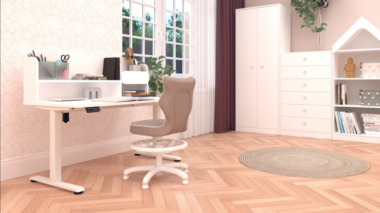 Biurko elektryczne AXIO Prostokąt 1000x650 z nadstawką stelaż szary/blat brzoza rozmiar 3-4