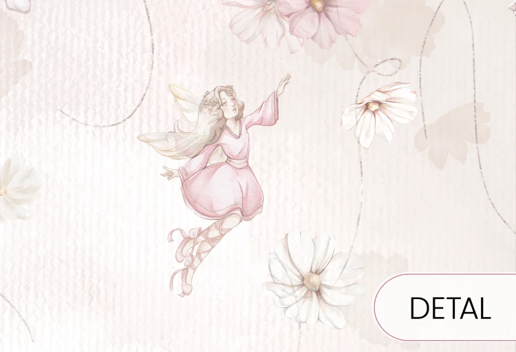 Tapeta dla dzieci Malumi DAPHNE - rose - tapeta do pokoju dziewczynki z wróżkami wśród kwiatów