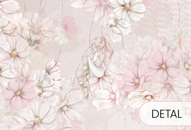 Tapeta dla dzieci Malumi DAPHNE - rose - tapeta do pokoju dziewczynki z wróżkami wśród kwiatów