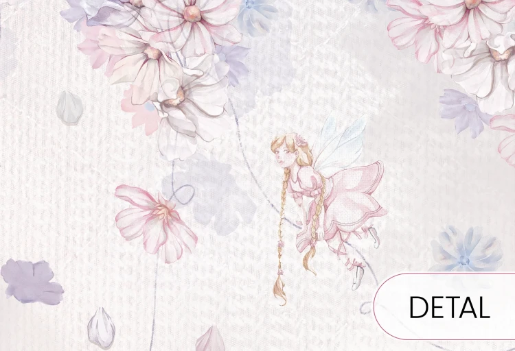 Tapeta dla dzieci Malumi DAPHNE cotton candy- kwiatowa tapeta dla dziewczynki z wróżkami