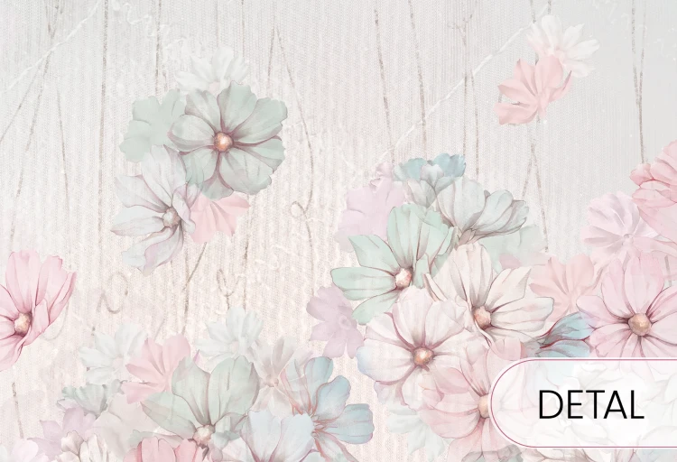 Tapeta dla dzieci Malumi DAPHNE - bubblegum - czarodziejska tapeta z wróżkami i kaskadą kwiatów