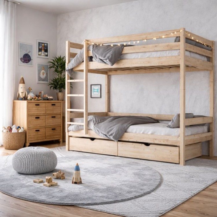 Drewniane Łóżko Piętrowe IGOR