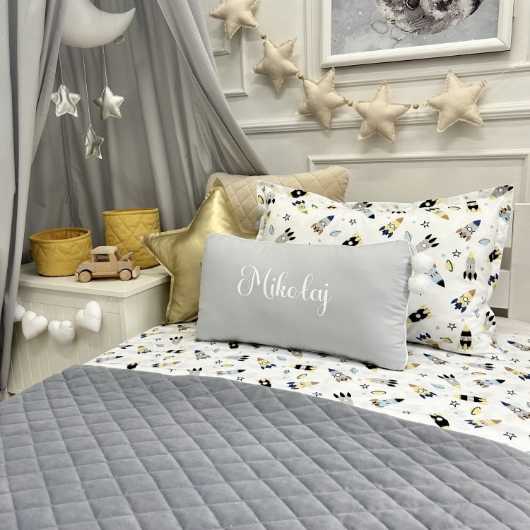 Pikowana narzuta Velvet Stalowy Szary