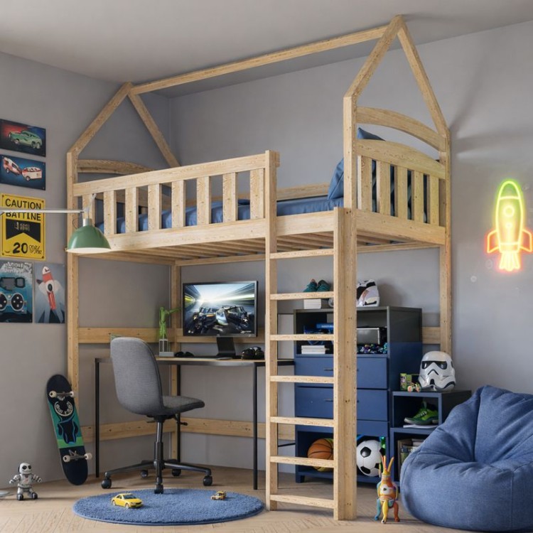 Łóżko Antresola Domek 1 Osobowa Maja - Sosna