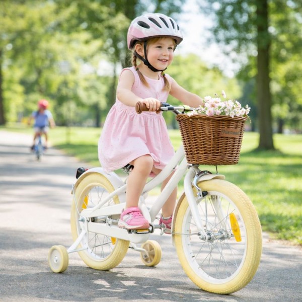 Rower dla dziecka Vintage Germina 16" cali Biały z Koszykiem - POMYSŁ NA PREZENT