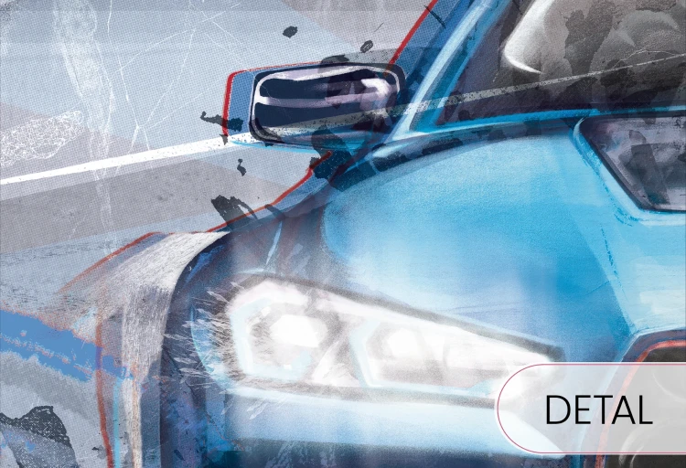 Tapeta FAST CAR blue z niebieskim sportowym samochodem do pokoju chłopca.