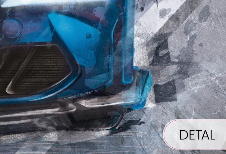 Tapeta FAST CAR blue z niebieskim sportowym samochodem do pokoju chłopca.
