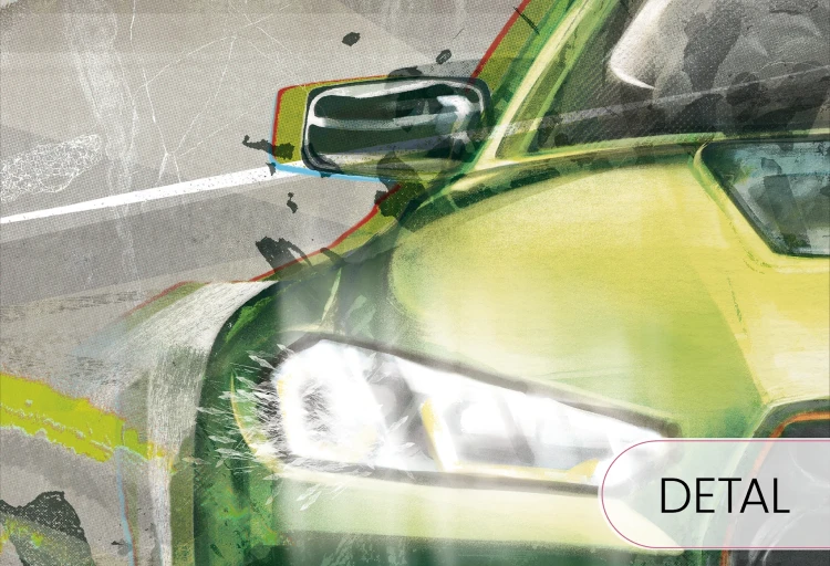 Tapeta FAST CAR green z dynamicznym sportowym samochodem do pokoju nastolatka.