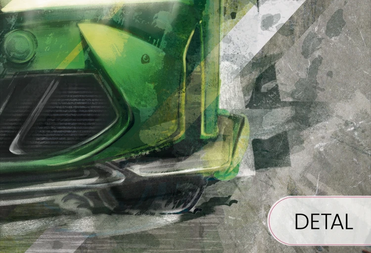 Tapeta FAST CAR green z dynamicznym sportowym samochodem do pokoju nastolatka.