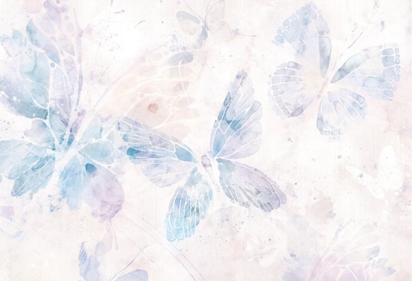 Tapeta dziecięca MARIPOSA BLUE z niebieskimi motylami do pokoju dziewczynki