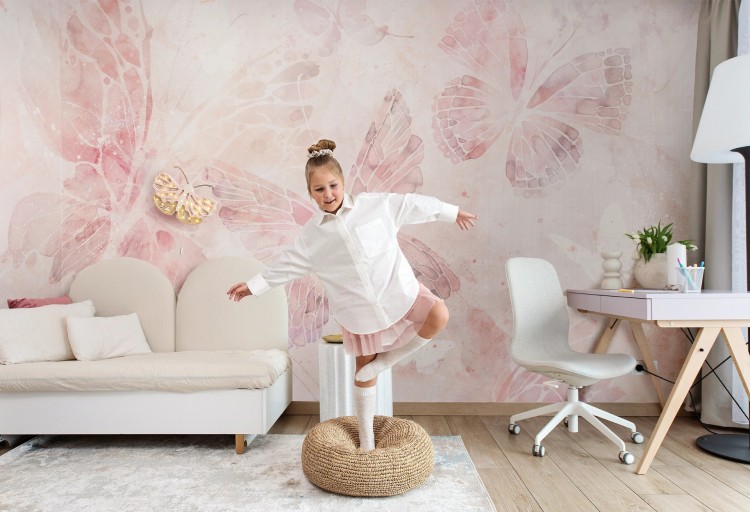 Tapeta MARIPOSA ROSE z różowymi motylami do pokoju nastolatki
