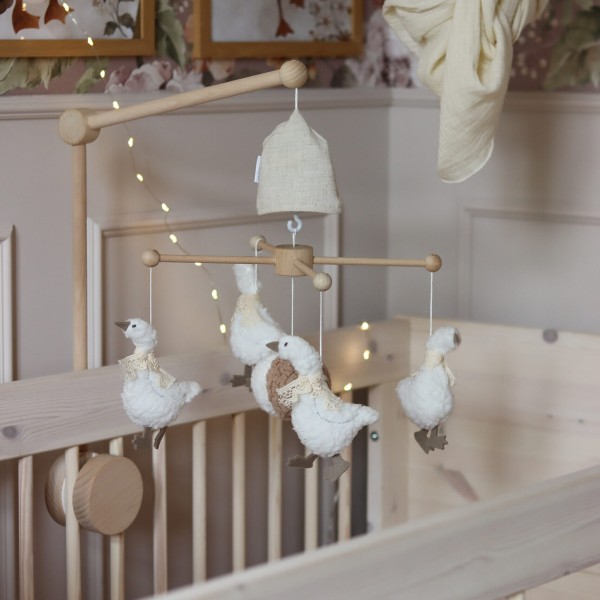 Drewniana karuzela Gąska z obrotową pozytywką do łóżeczka dziecięcego