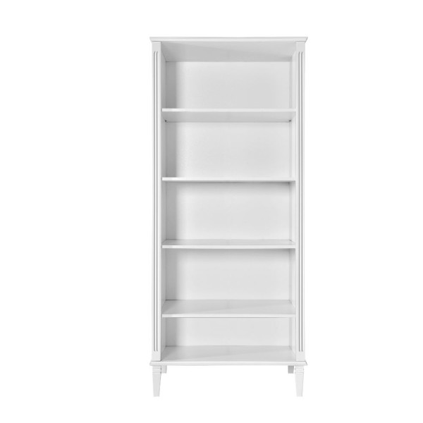 Drewniany regał dziecięcy Bianka w kolorze złamanej bieli z frezami do pokoju dziecka