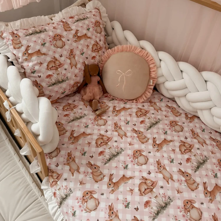 Dwustronna pościel dziecięca Bunnies w króliczki bawełna premium