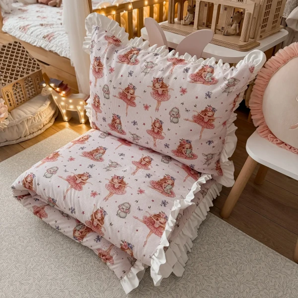 Dwustronna pościel dziecięca Dancing Ballerinas w baletnice