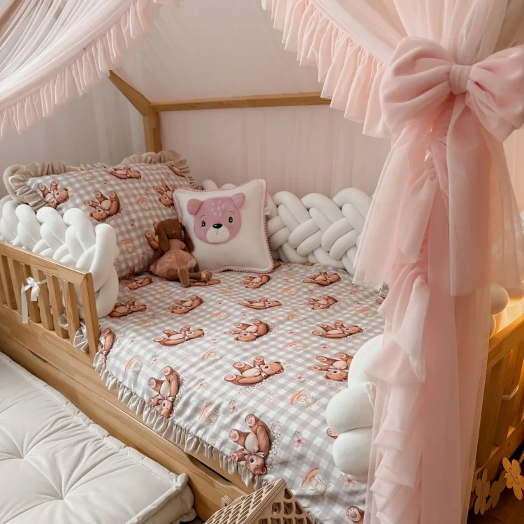 Poszewki dziecięce Soft Teddy z falbankami bawełna premium