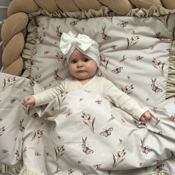 Poszewki dziecięce Retro motyle z falbankami bawełna premium