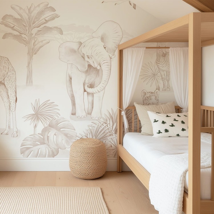 Tapeta boho safari na jasnym tle