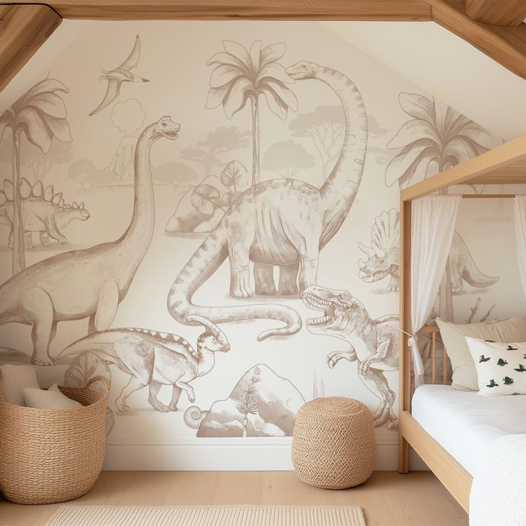 Tapeta Dinozaury Sepia do pokoju dziecka