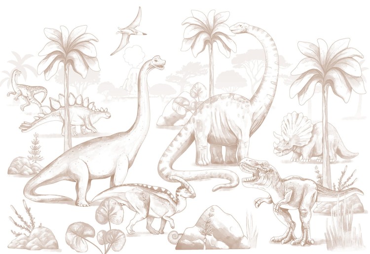Tapeta Dinozaury Sepia do pokoju dziecka