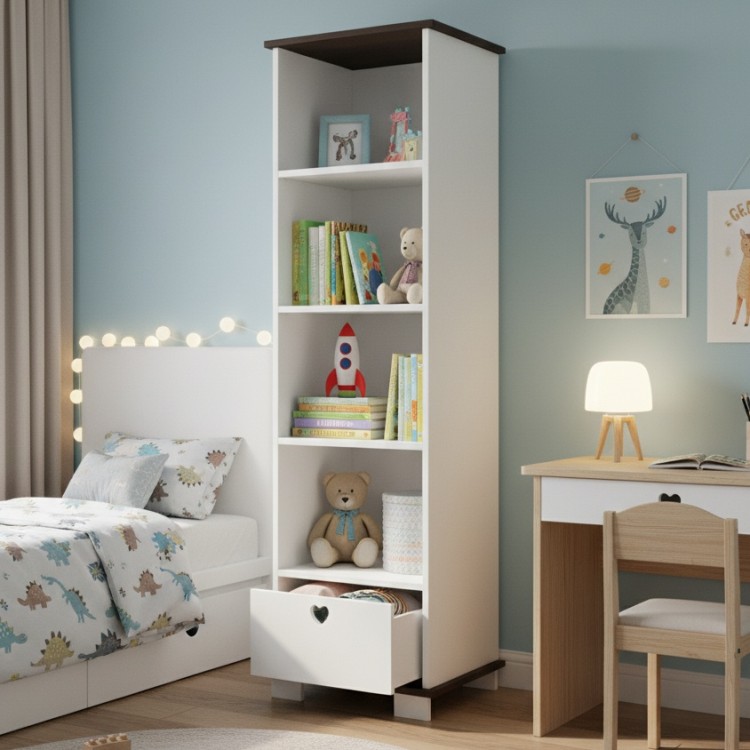 Drewniany Regał dziecięcy z szufladą do pokoju dziecka Love