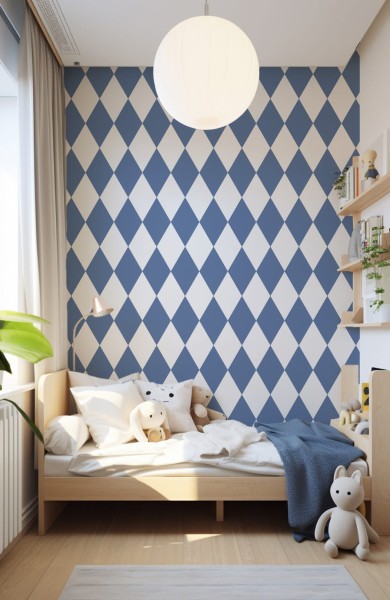Tapeta do pokoju dziecięcego Romby blue kids