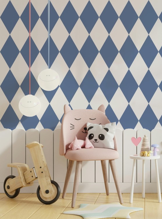 Tapeta do pokoju dziecięcego Romby blue kids