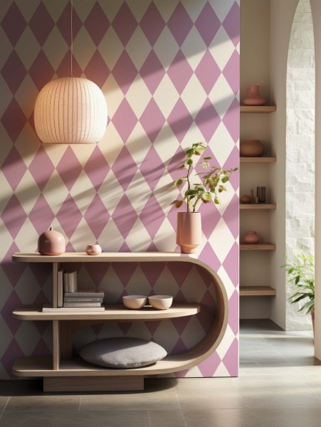 Tapeta do pokoju dziecięcego Romby pink