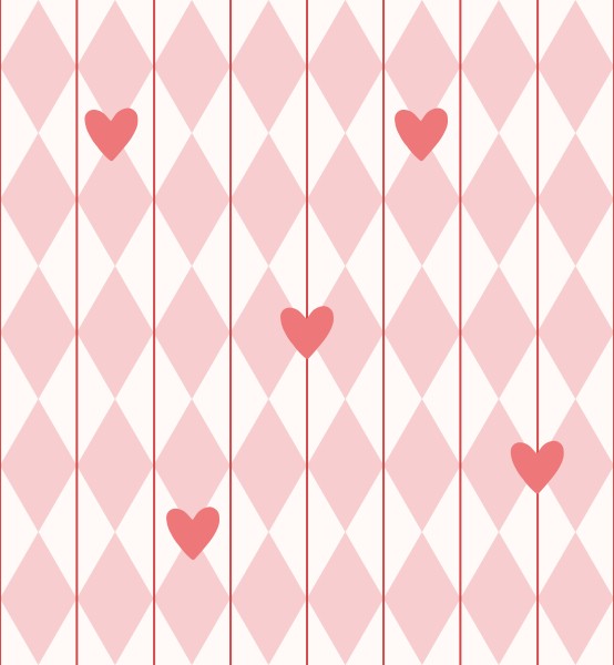 Tapeta do pokoju dziecięcego Romby i serduszka