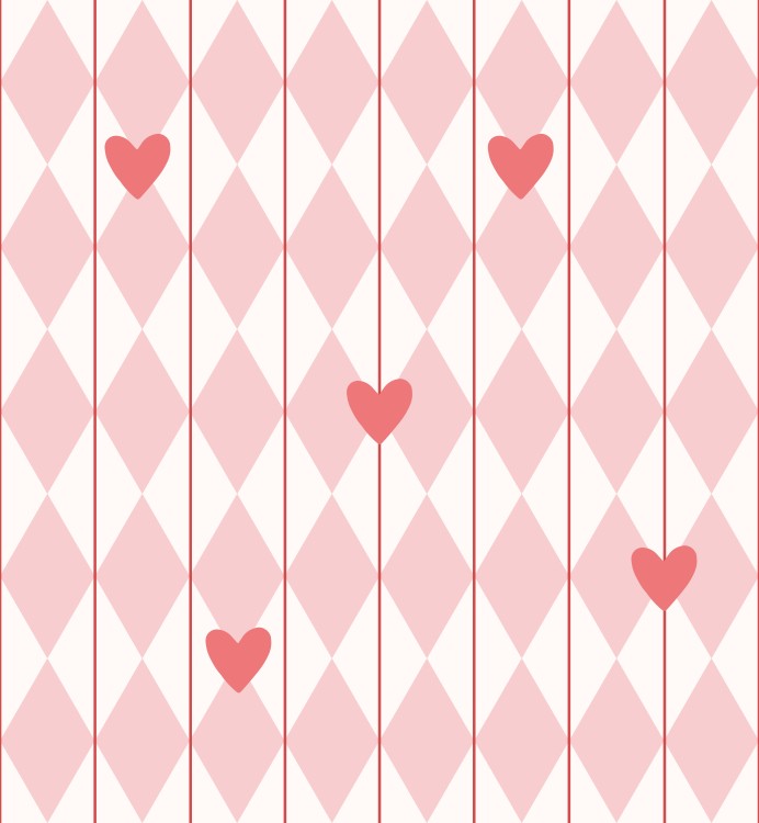 Tapeta do pokoju dziecięcego Romby i serduszka