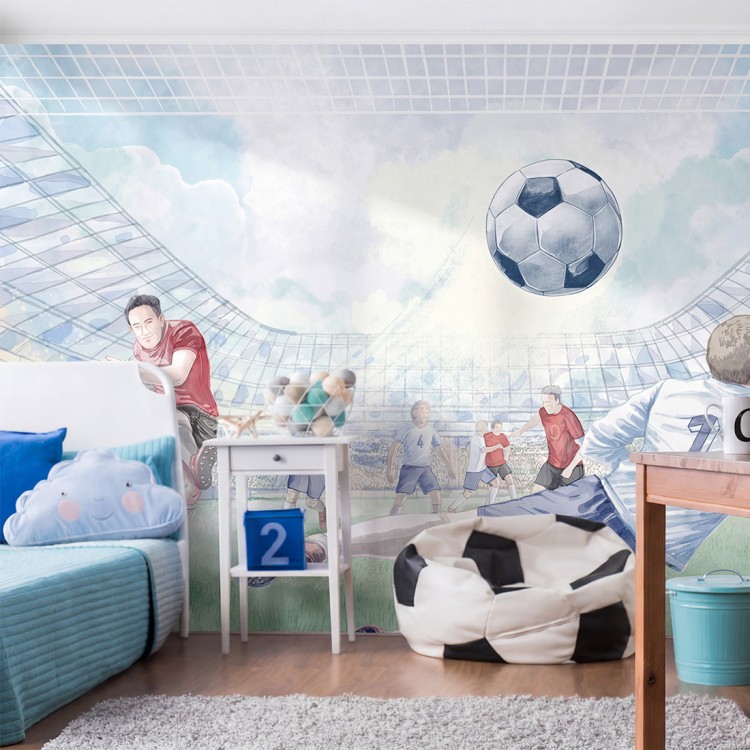 tapeta piłka nożna do pokoju chłopca stadion