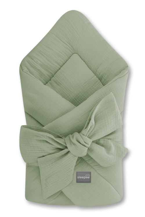 Muślinowy rożek niemowlęcy Ocean Green 70x70 z bawełny