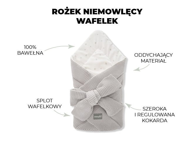 Rożek niemowlęcy Wafelek szary z bawełny waflowej