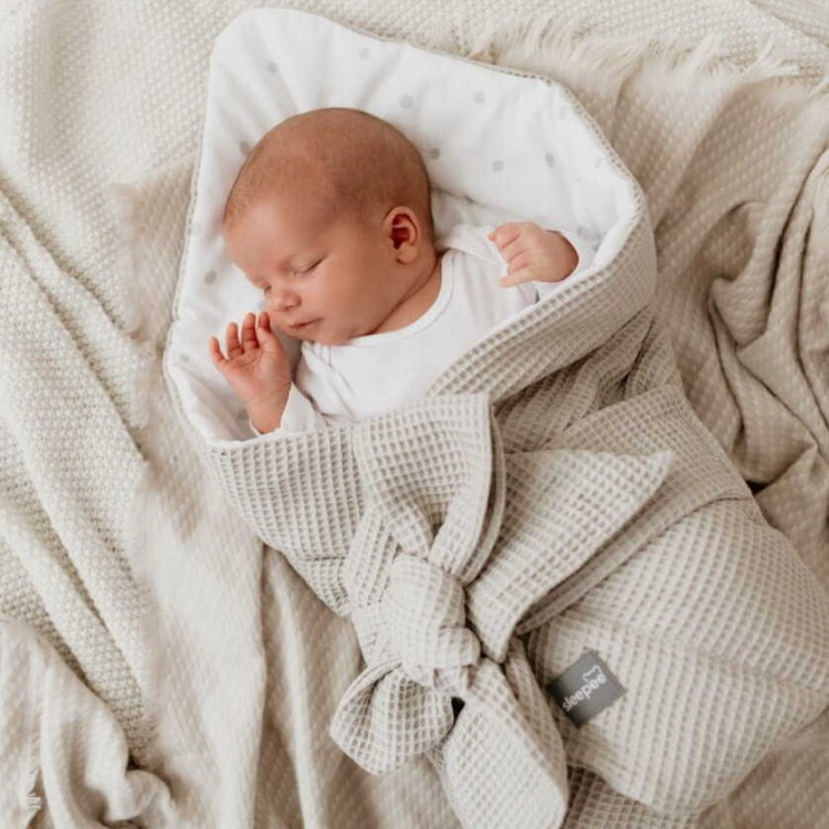 Rożek niemowlęcy Wafelek beżowy z bawełny waflowej