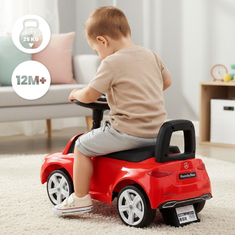 Jeździk Mercedes C-Class czerwony pchacz chodzik z oparciem