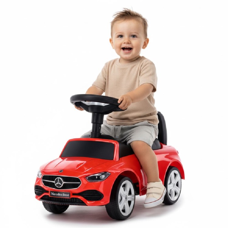 Jeździk Mercedes C-Class czerwony pchacz chodzik z oparciem