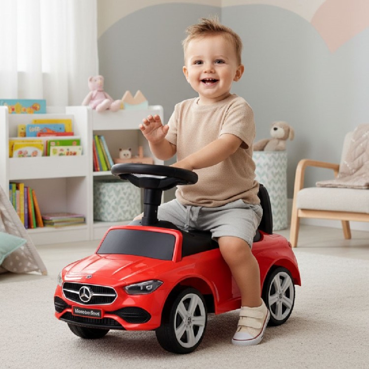 Jeździk Mercedes C-Class czerwony pchacz chodzik z oparciem