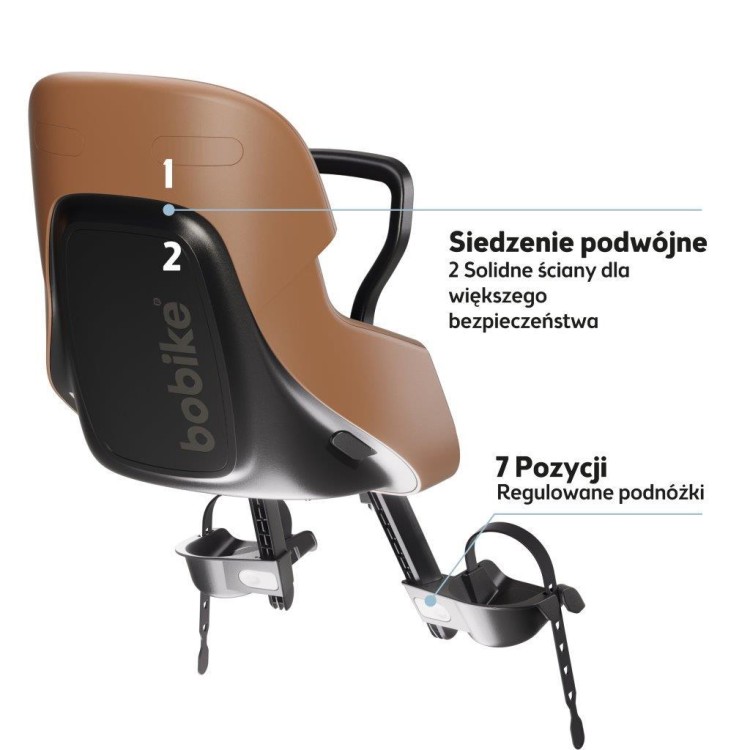 Fotelik rowerowy Bobike Exclusive Evolve Mini cinnamon brown montowany z przodu roweru