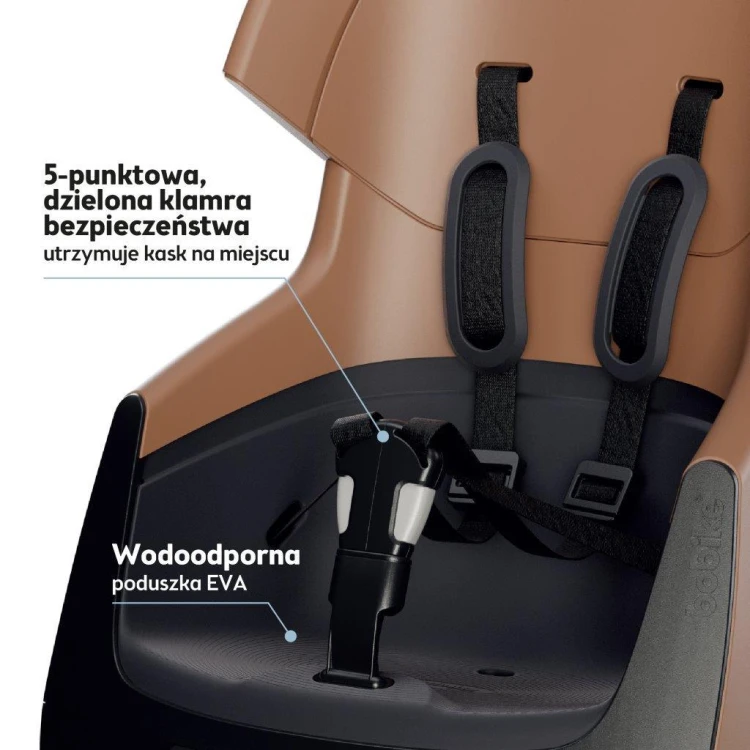 Fotelik rowerowy Bobike Exclusive Evolve Maxi cinnamon brown montowany na tylny bagażnik roweru